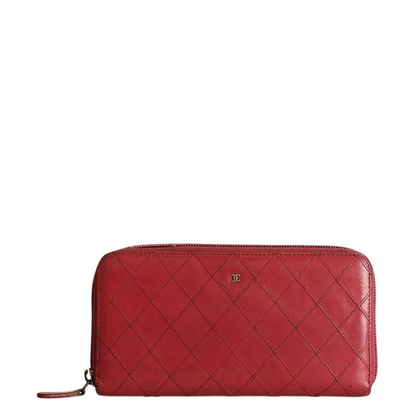 Chanel A50097 L-Gusset Lambskin Pink Quilted Leather Zippered Wallet 204002 - Picture 1 of 12